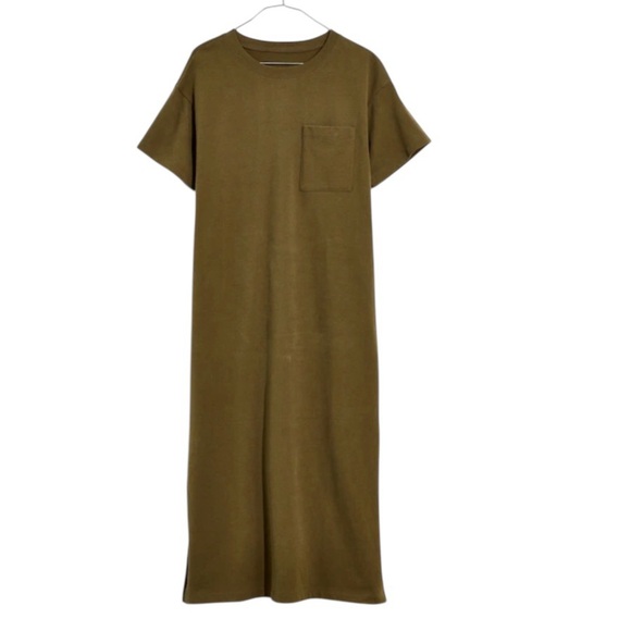 Madewell Oversized Pocket Tee Dress Sueded Cotton in Kale Style NB470 Size Large - Picture 3 of 9